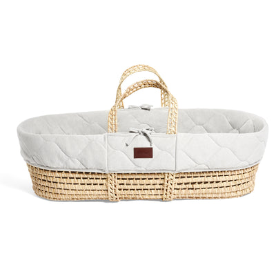 The Little Green Sheep Natural Quilted Moses Basket and Mattress- Dove