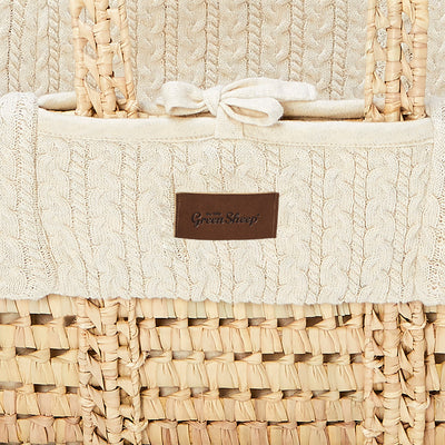 The Little Green Sheep Organic Knitted Moses Basket + Mattress- Linen
