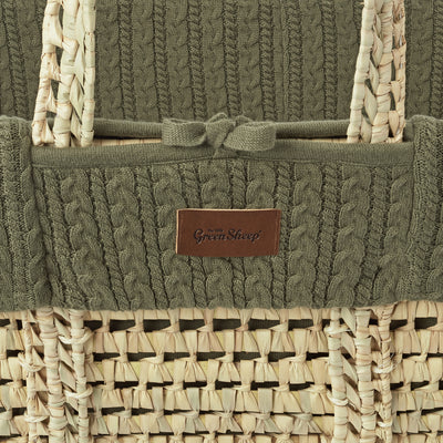 The Little Green Sheep Organic Knitted Moses Basket + Mattress- Juniper
