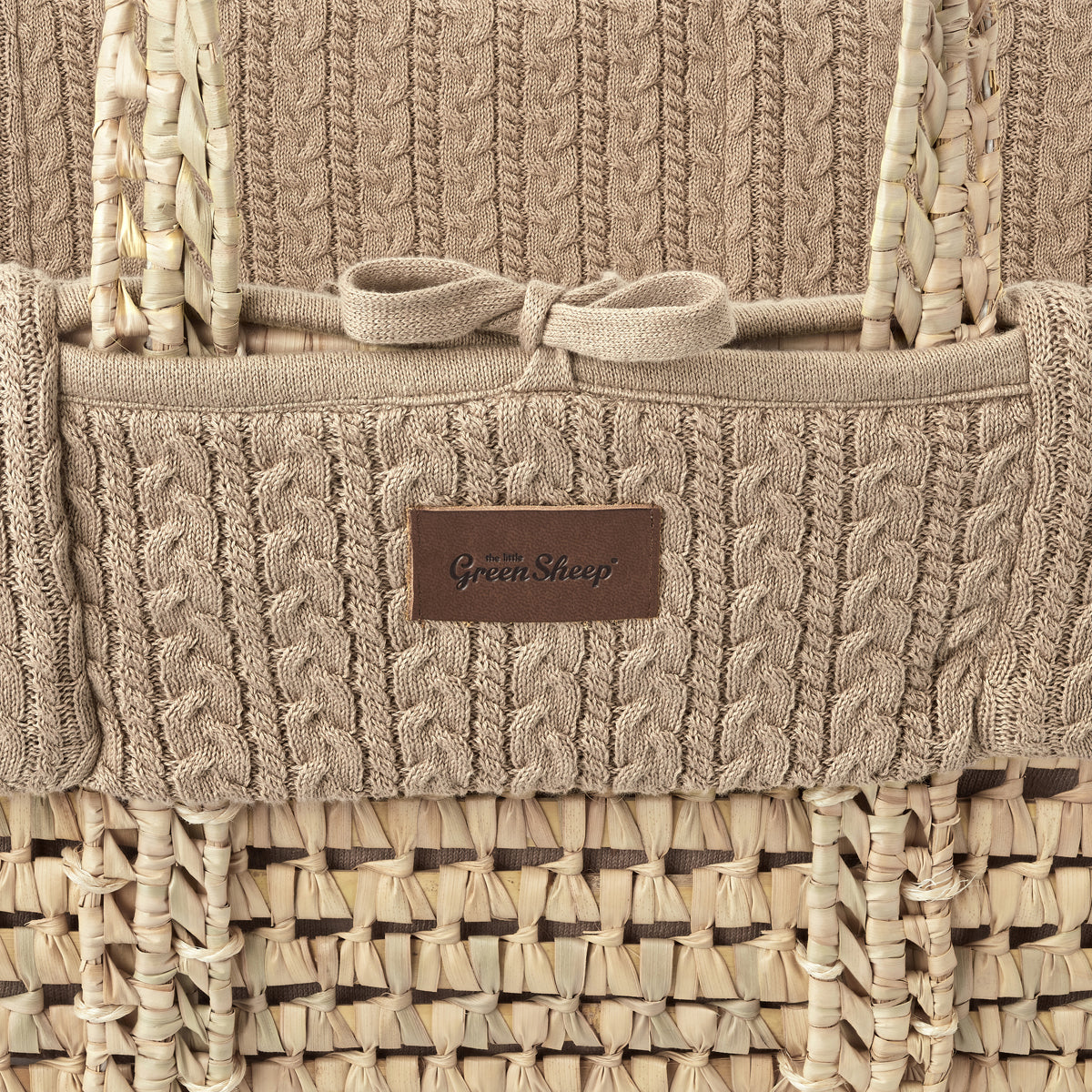 The Little Green Sheep Organic Knitted Moses Basket + Mattress- Truffle