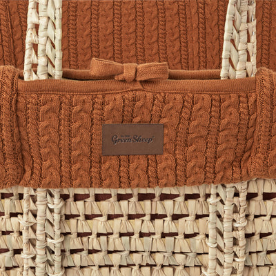 The Little Green Sheep Organic Knitted Moses Basket + Mattress- Terracotta