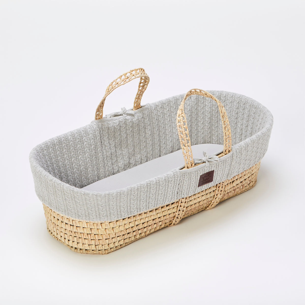 The Little Green Sheep Organic Knitted Moses Basket + Mattress- Dove