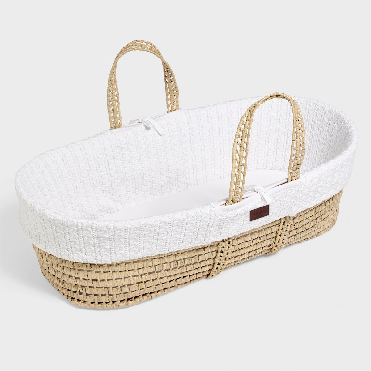 The Little Green Sheep Organic Knitted Moses Basket + Mattress - White