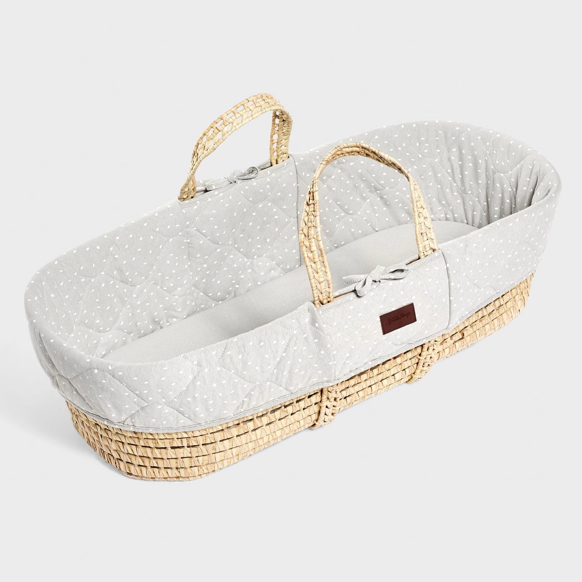 The Little Green Sheep Natural Quilted Moses Basket + Mattress- Dove Rice