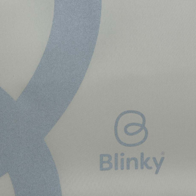 Close up of logo on BlinkyWarm in Milk