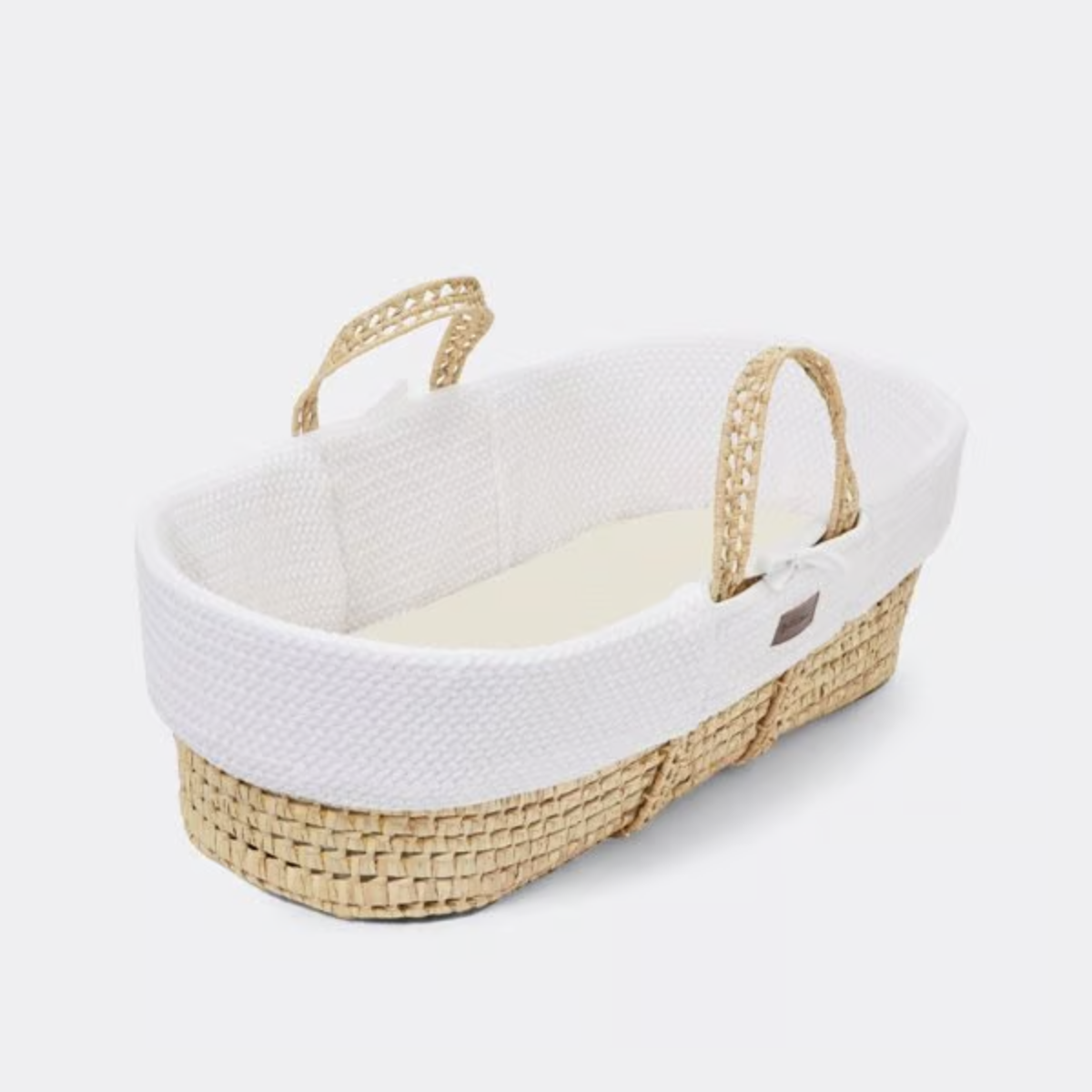 The Little Green Sheep Cable Wheat Knit Moses Basket- White