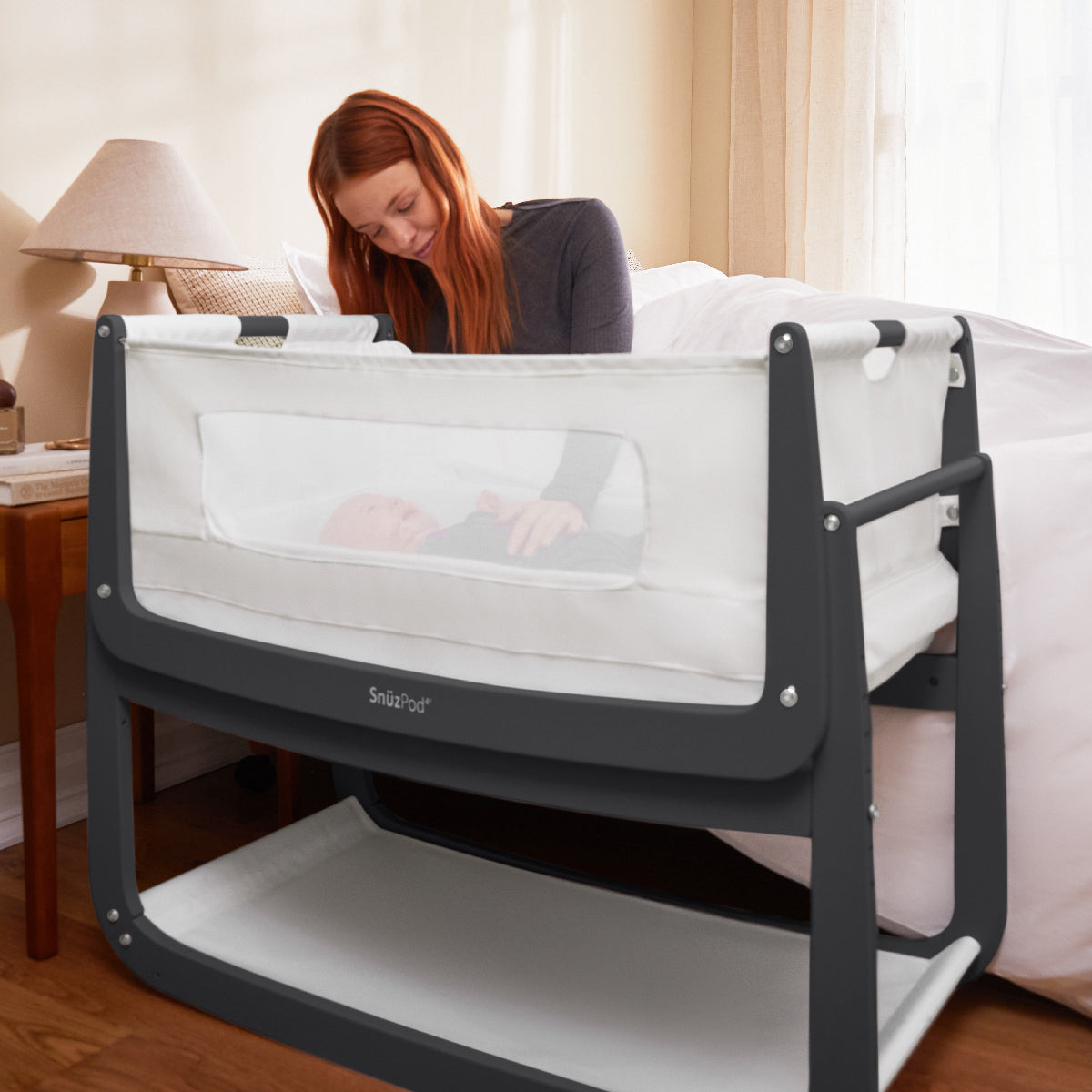 SnuzPod 4 Bedside Crib- Slate