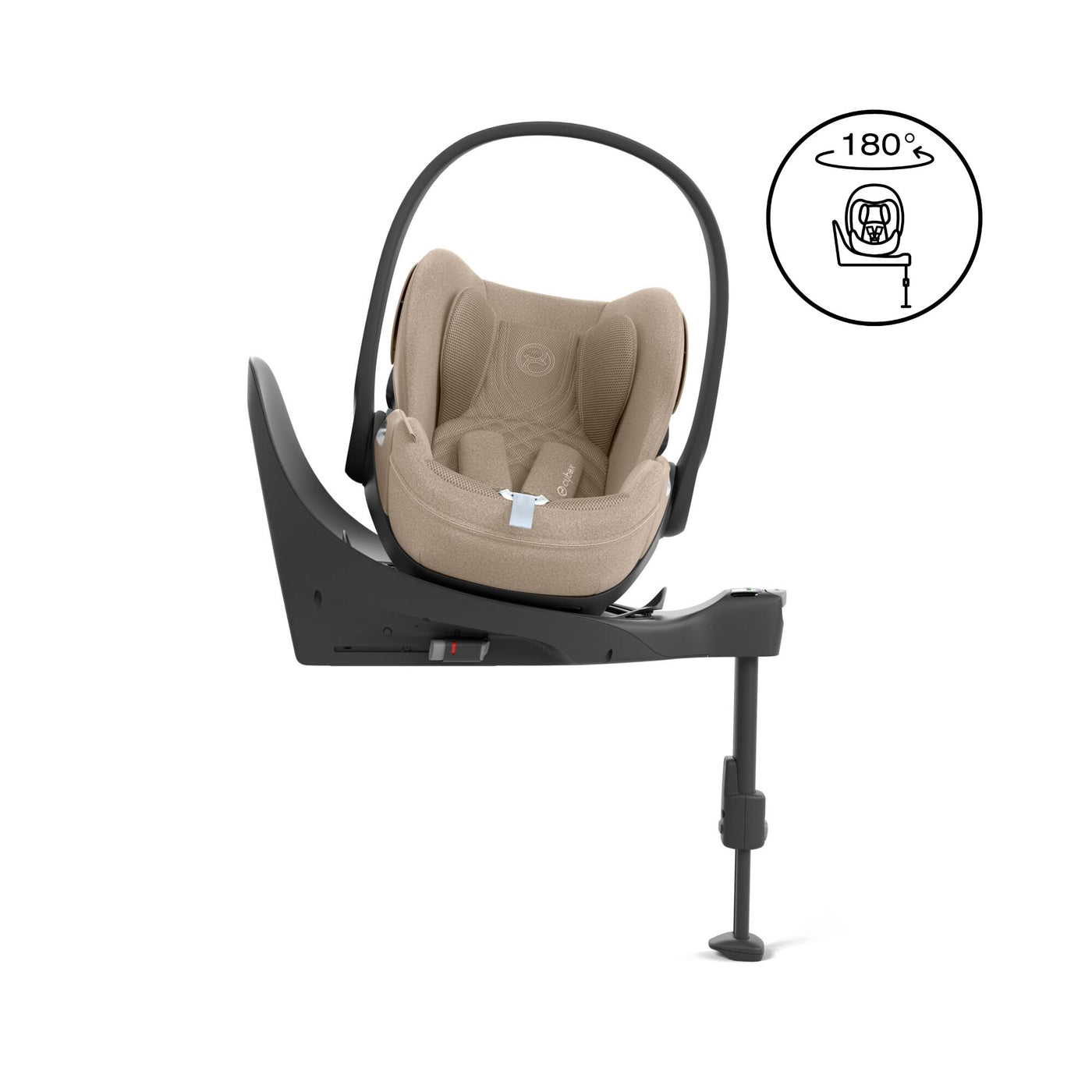 Cybex Cloud T i-Size car seat in Cozy beige with the Base T 180 degrees rotations car seat base 