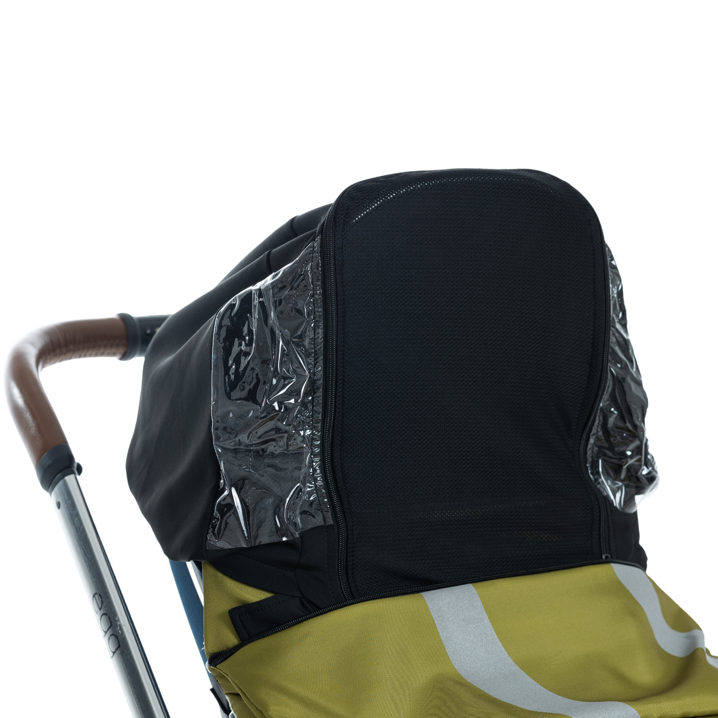BlinkyWarm in Olive with sun shade in use on stroller