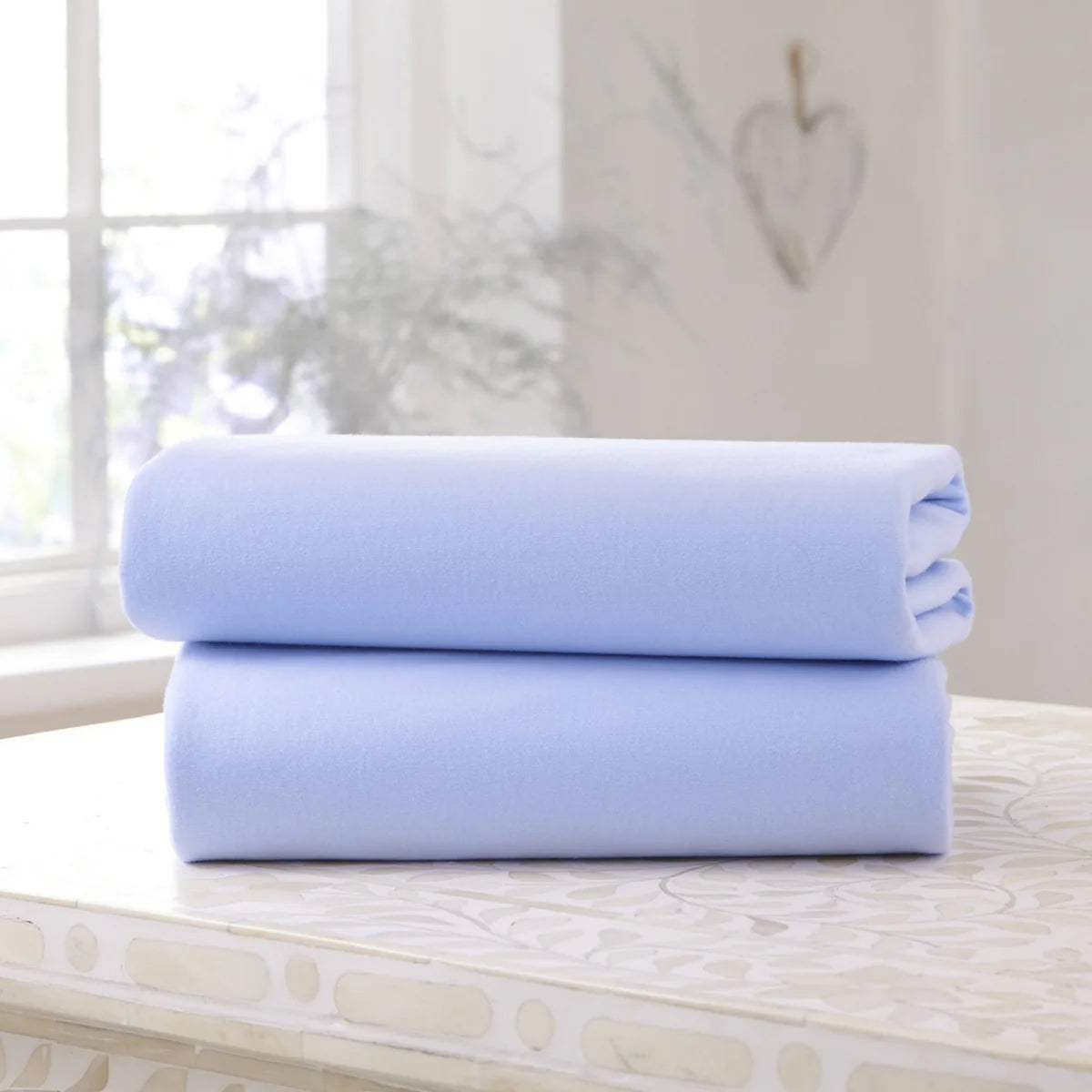 Clair De Lune 2 Pack Moses Basket Fitted Sheets- Blue