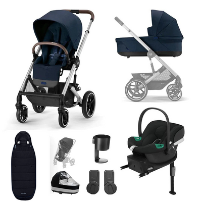 Cybex Balios S Lux Comfort Travel System- Ocean Blue + Silver