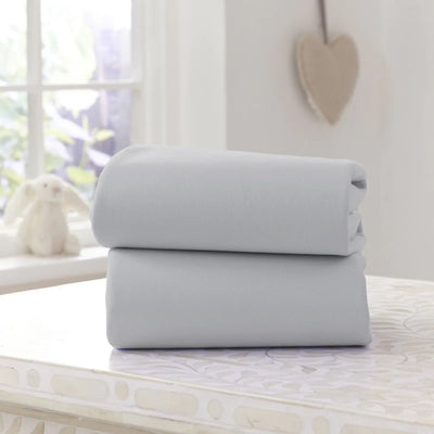 Clair De Lune 2 Pack Moses Basket Fitted Sheets- Grey