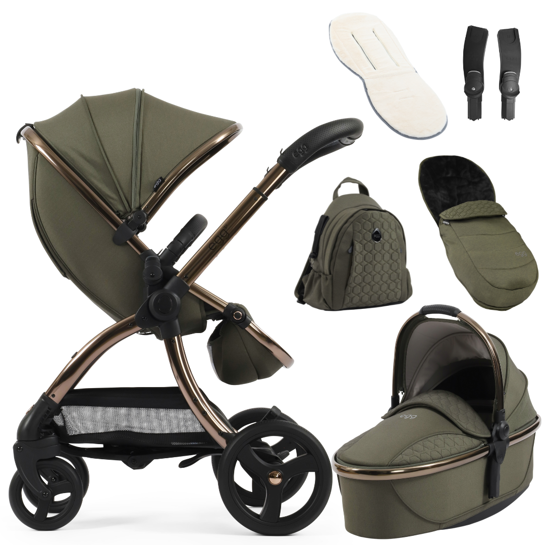 Egg3 Stroller, Carrycot + Accessories- Hunter Green