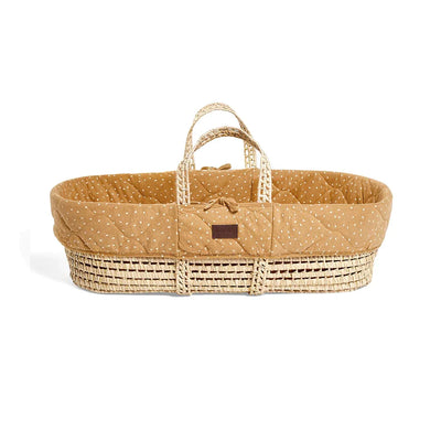 The Little Green Sheep Natural Quilted Moses Basket, Mattress & Stand- Honey Rice