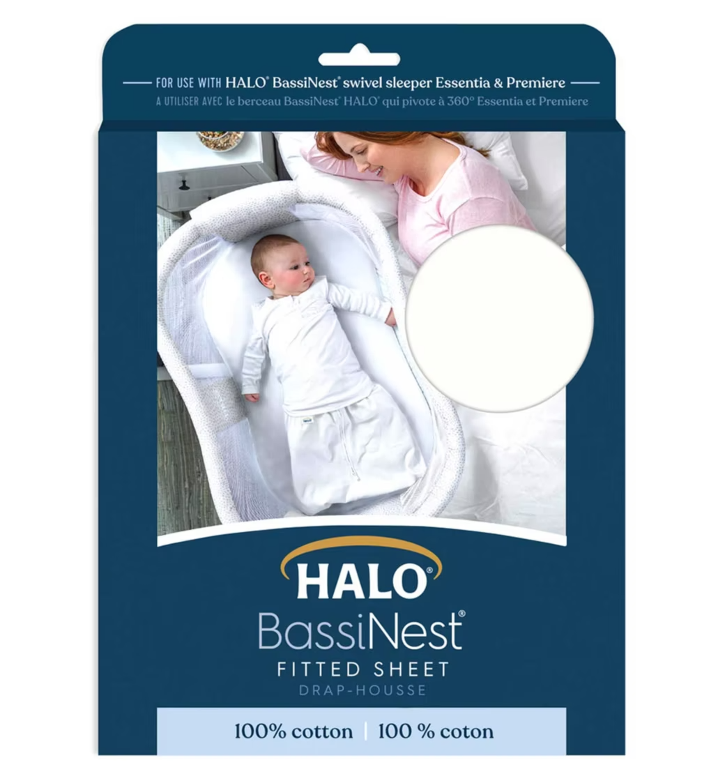 Halo BassiNest Fitted Sheet 100% Cotton - White