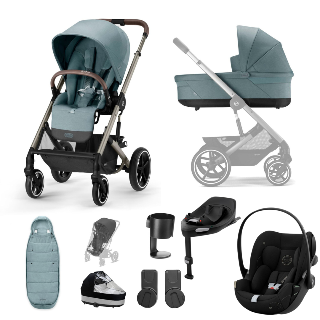 Cybex Balios S Lux Luxury Travel System- Sky Blue + Taupe