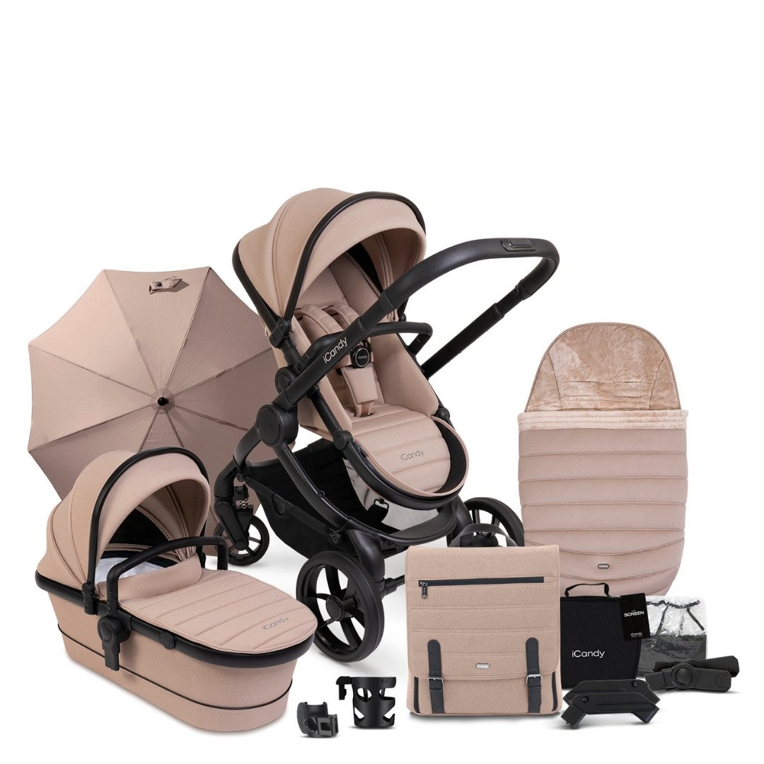 iCandy Peach 7 Pushchair, Carrycot + Accessories- Cookie - Bundle Baby